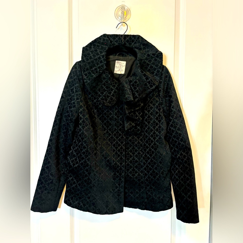 Romantic Burnout Velvet Coat, Tulle Brand, size XS Soft Glam Black Jacket